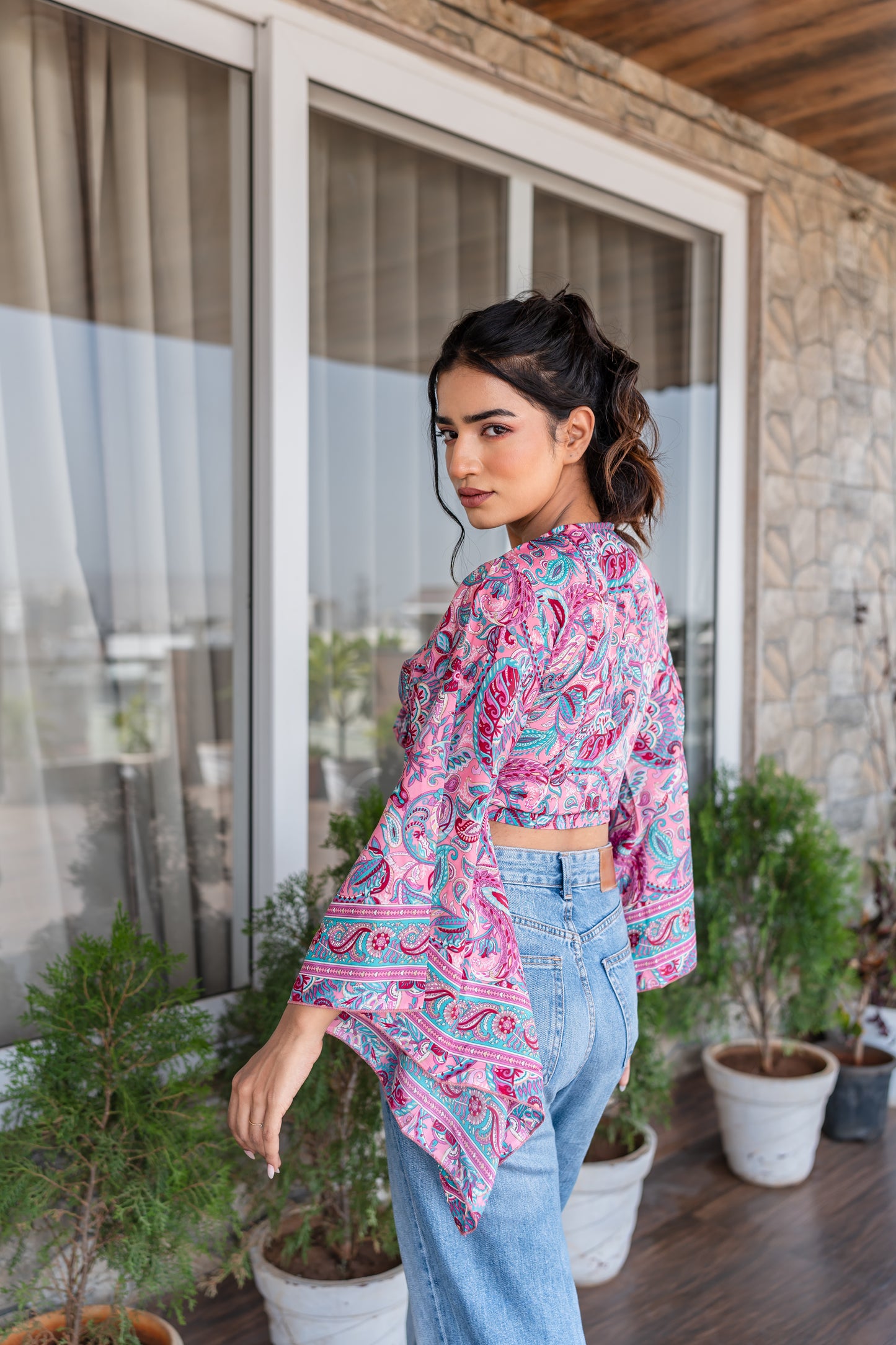 Pink Boho Wrap Top