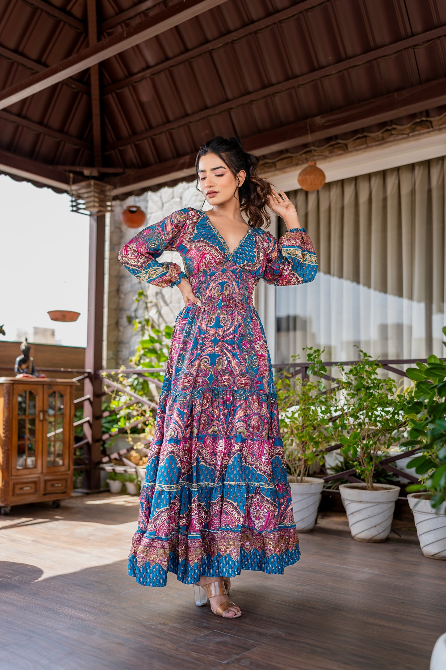 Blue Pink Indo-Western Dress