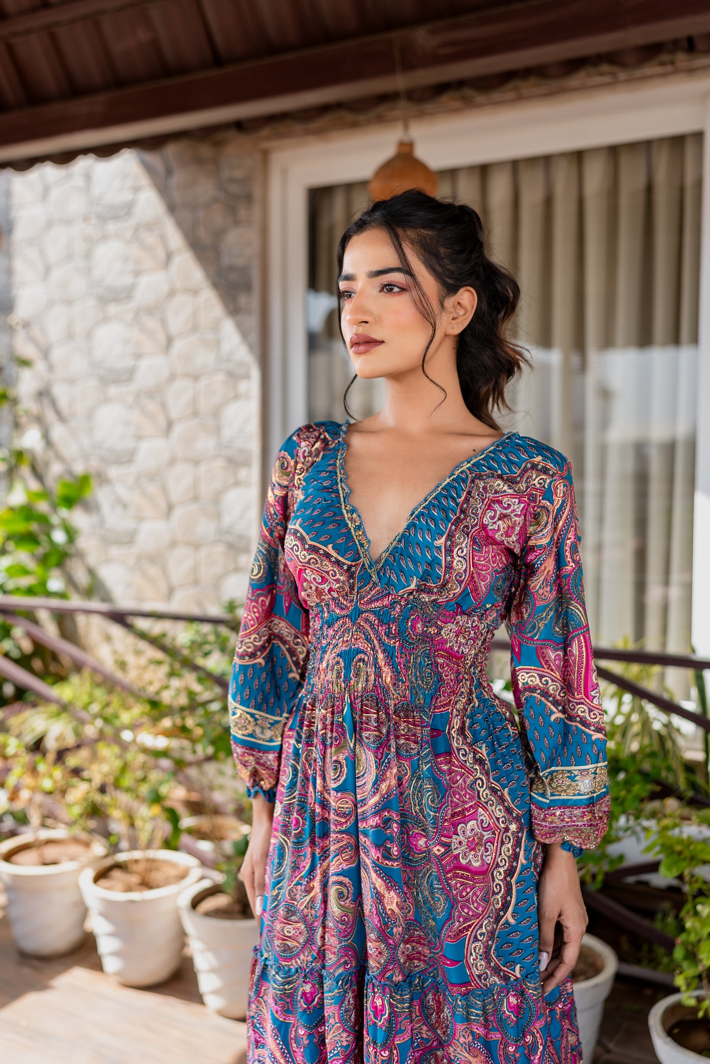 Blue Pink Indo-Western Dress