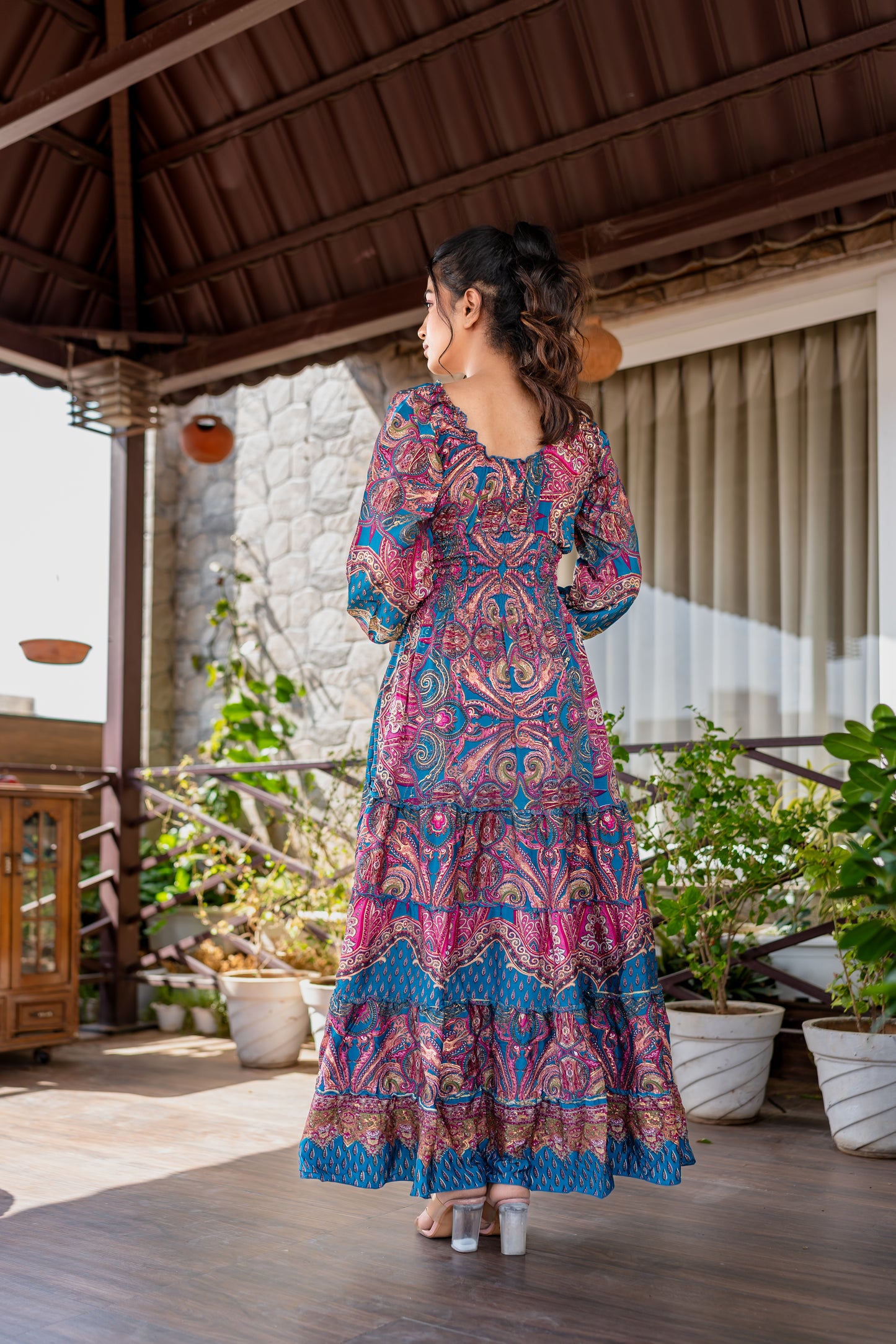 Blue Pink Indo-Western Dress