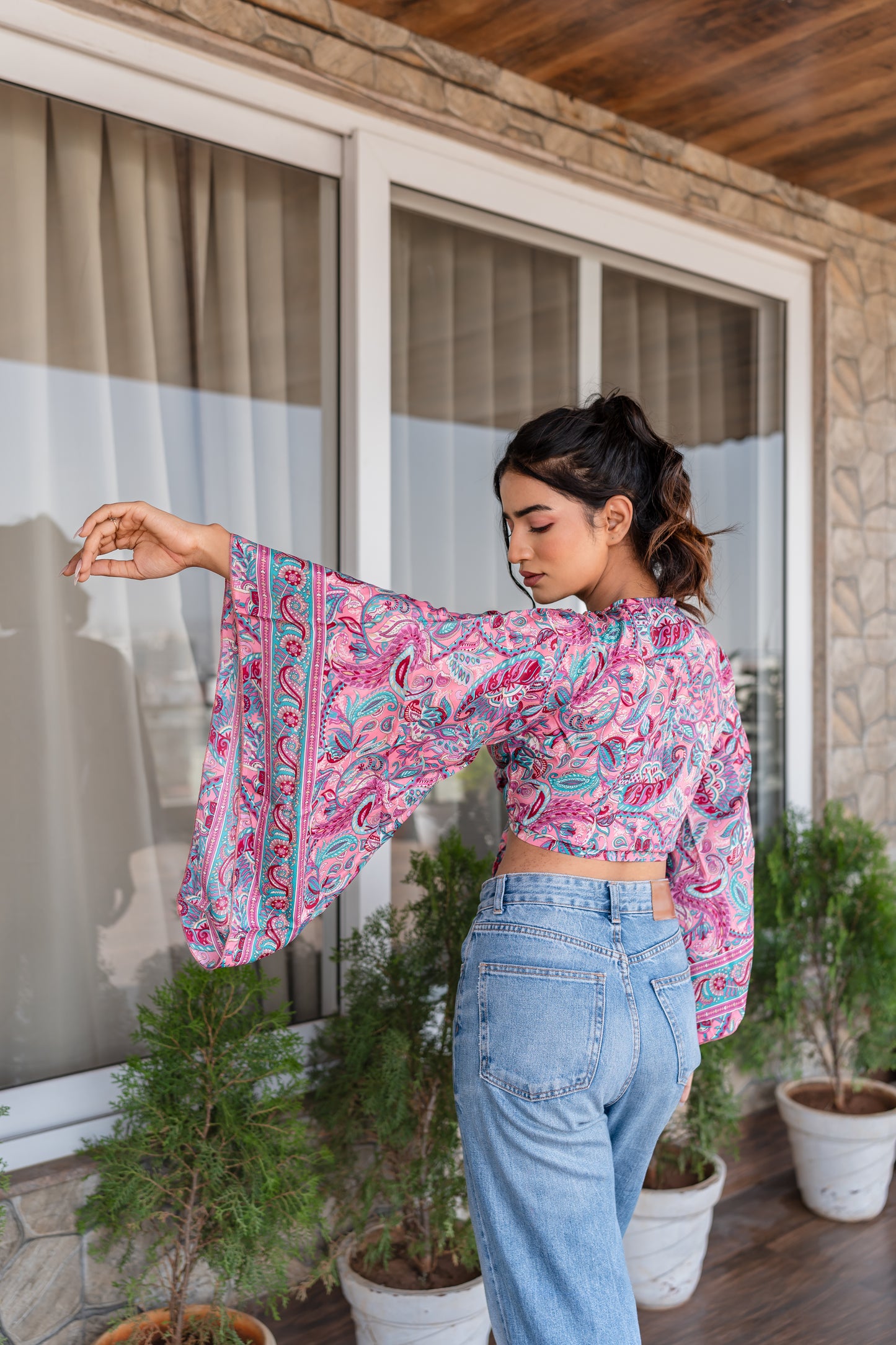 Pink Boho Wrap Top